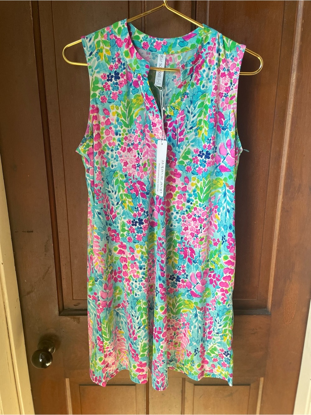 Dear Scarlett women's small sleeveless multi-colored dress nwt - Picture 2 of 5